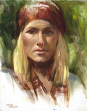 Lady with Brown Head Scarf