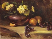 Copper Vase & Yellow Carnations