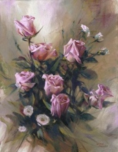Pink Roses & White Flowers