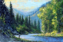 Fisherman in Kelowna Stream